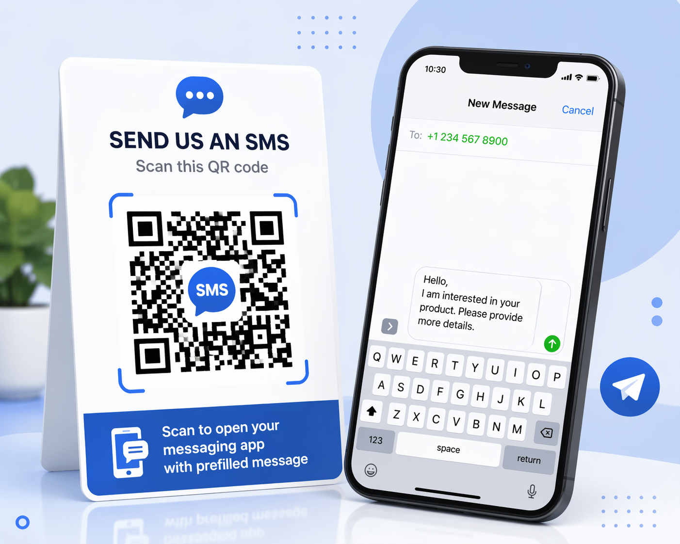 Create SMS QR Code for sending text message instantly